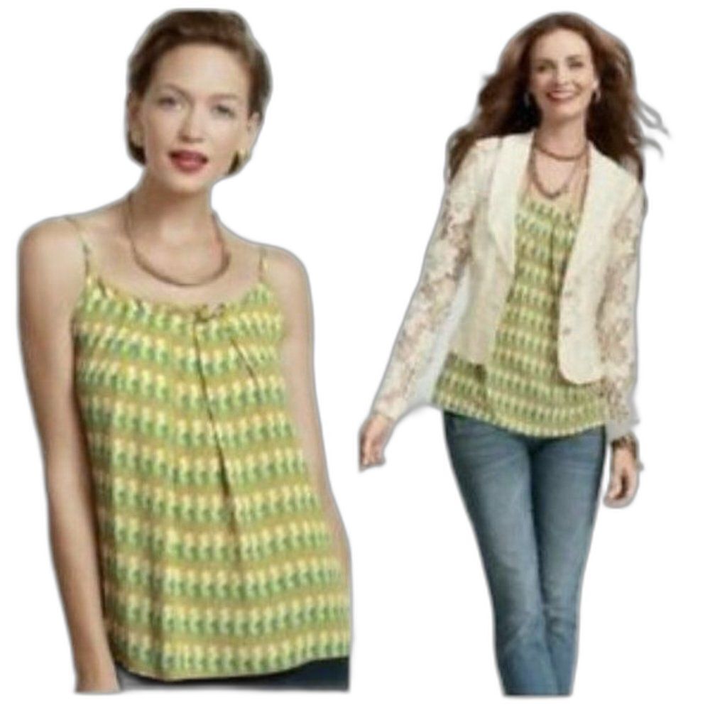 CAbi Seahorse Camisole Tank Yellow Pleated Adjustable Straps #411